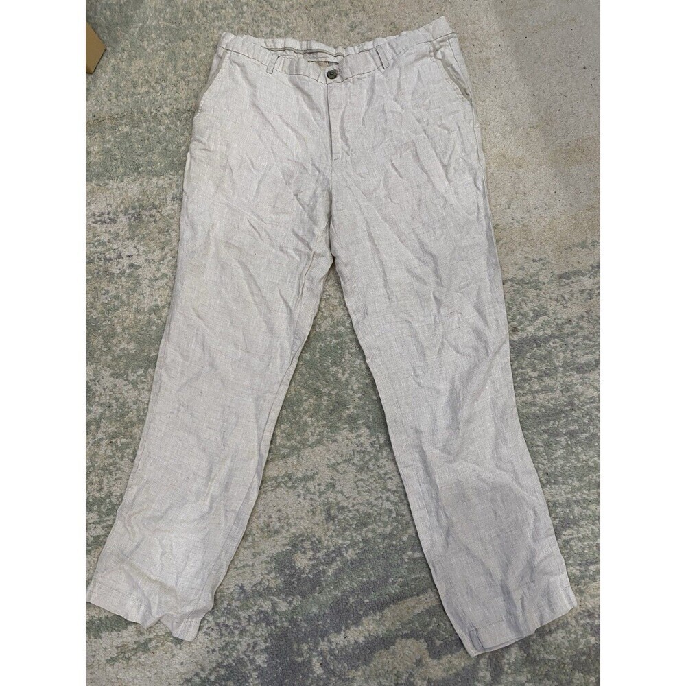 Tasso Elba Men's Island Beige 100% Linen Resort Pants Size 36X32
